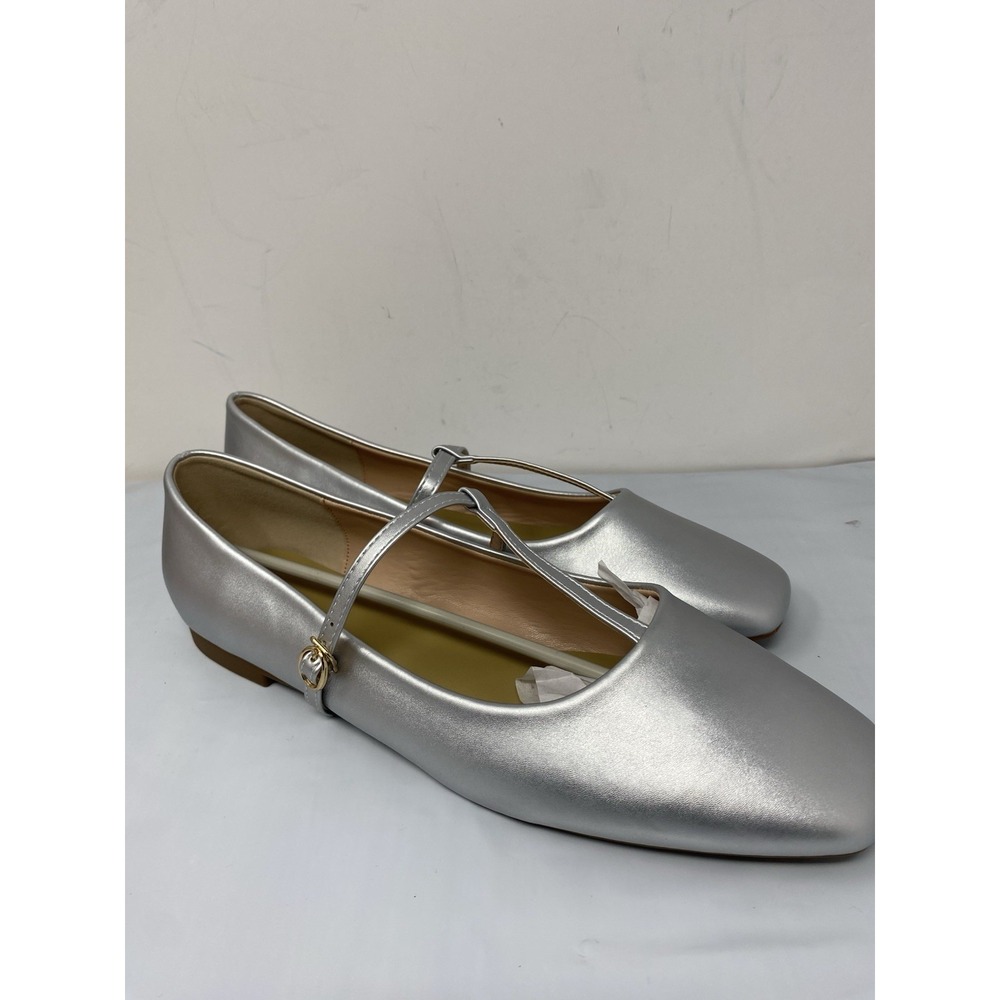 C.Paravano Mary Jane Shoes for Women | Ballet Flats Sz 10.5 Eu 40.5 Gray Leather